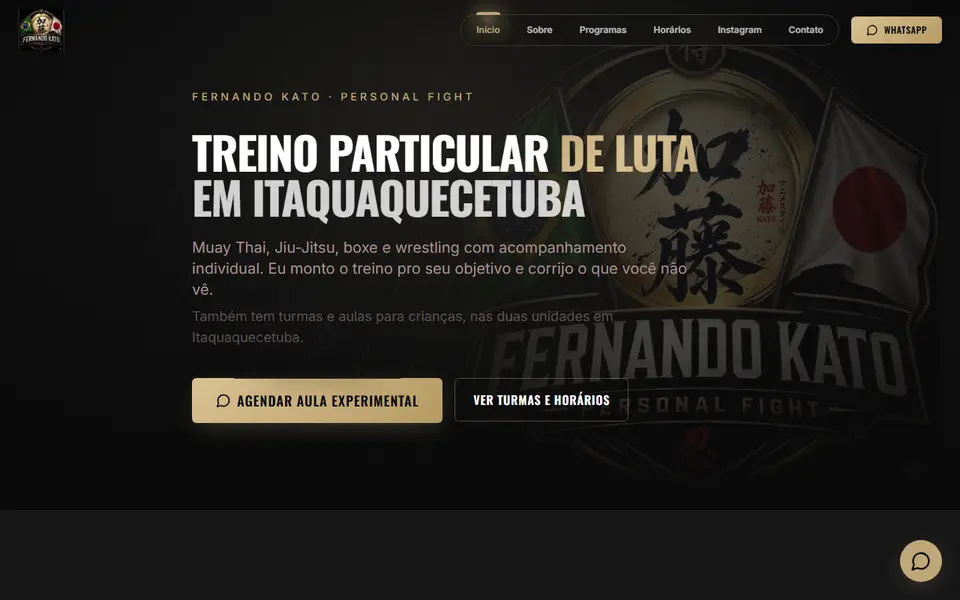Screenshot do site de Fernando Kato